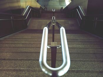 High angle view of empty staircase in building