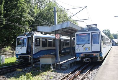 Train on railroad station platform