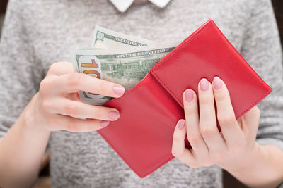 Close-up of woman holding hands