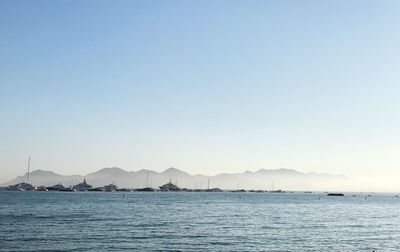 Scenic view of sea against clear sky