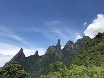 View of mountain range against cloudy sky