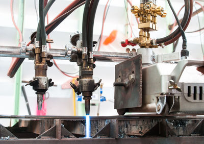 Close-up of machine part in factory