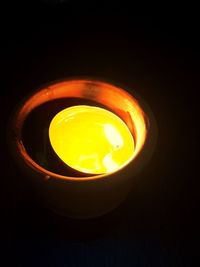 Close-up of light bulb over black background