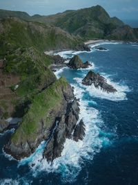 Scenic view of sea and rocks