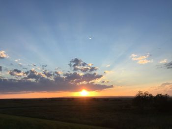 Scenic view of field against sky during sunset