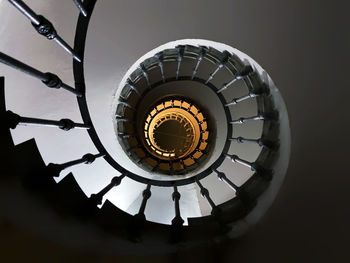 Directly below shot of spiral staircase