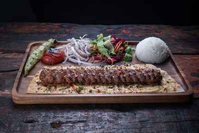 High angle view of food on table
