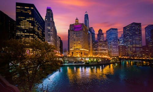 Low angle view of city at night