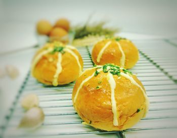 Close-up of orange slices in plate