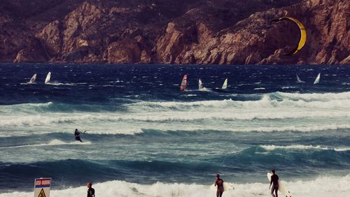 Kitesurfing in the ocean