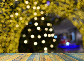 Defocused image of illuminated lights at night