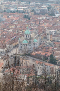 High angle view of buildings in city