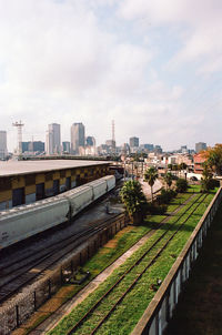 Railroad tracks against sky