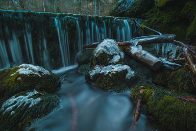 Stream flowing through rocks in forest