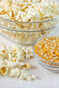 Close-up of popcorn in bowl