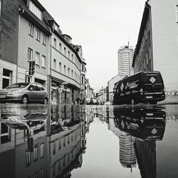 Reflection of buildings in water