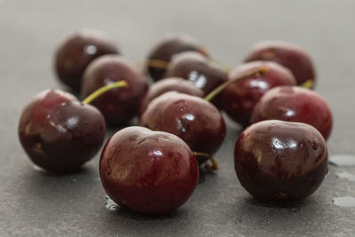 Close-up of grapes on table