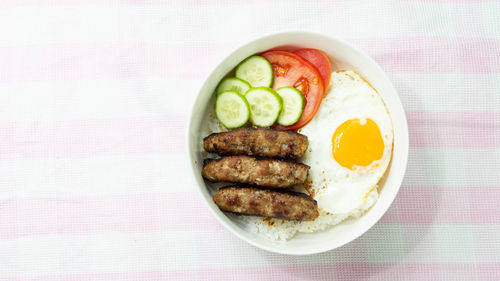 Directly above shot of breakfast served on plate