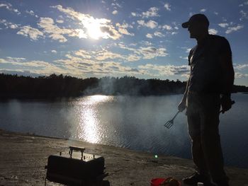 Scenic view of lake against sky