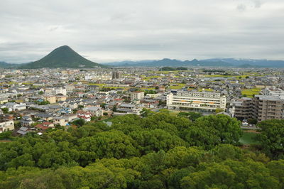 High angle view of townscape against sky