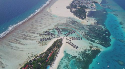 High angle view of surf on beach