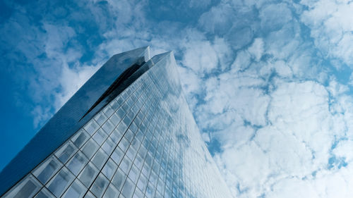 Low angle view of modern building against sky