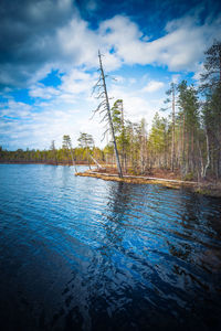 Scenic view of lake against sky