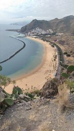 High angle view of beach against sky