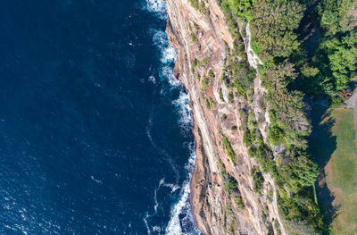 High angle view of sea and mountains