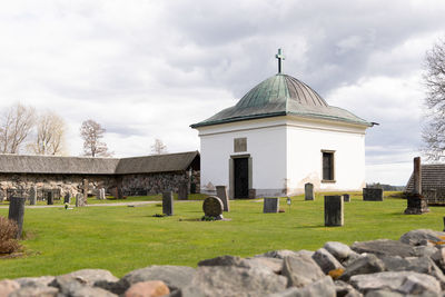 A historic building complex of a monastery in sweden. 