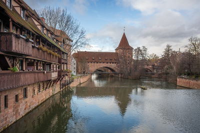 Bridge over river against sky