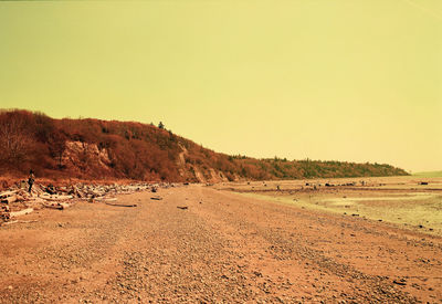 Scenic view of desert against clear sky