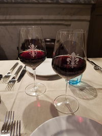 Close-up of wine glass on table