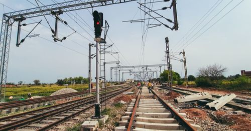 Railroad tracks against sky