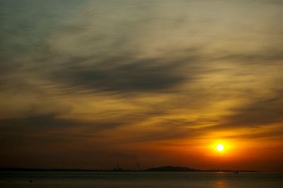 Scenic view of sea at sunset