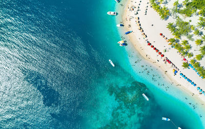 Top view in caribbean island paradisiacal - cayo sombrero - morrocoy, venezuela. aerial view.