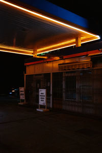 View of illuminated subway station at night