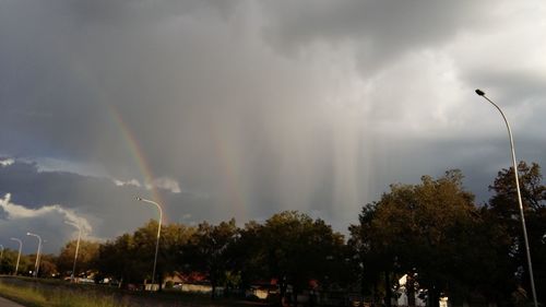 Silhouette of trees against cloudy sky