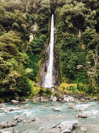 Scenic view of waterfall