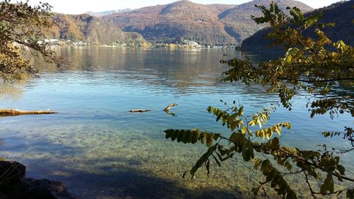 Scenic view of lake and mountains