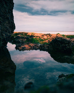 Scenic view of sea against sky during sunset