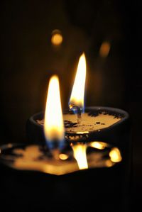 Close-up of illuminated candles