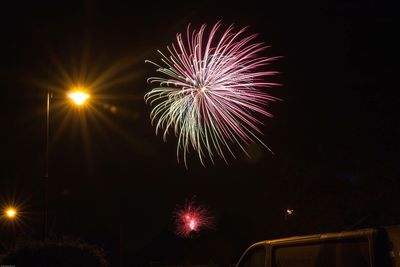 Sky illumed with fire crackers at night