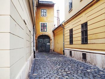 Narrow alley along buildings