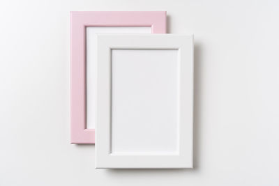 High angle view of paper against white background