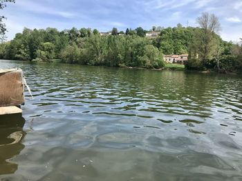 Scenic view of lake against sky