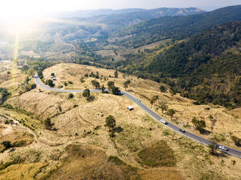 High angle view of road amidst landscape