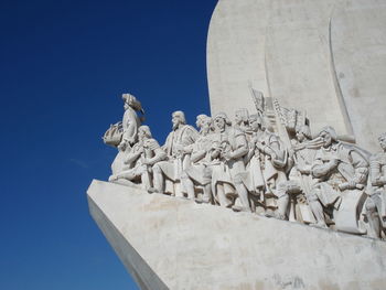 Low angle view of built structure against clear blue sky