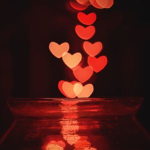 Close-up of illuminated heart shape lights