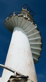 Low angle view of water tower against clear sky